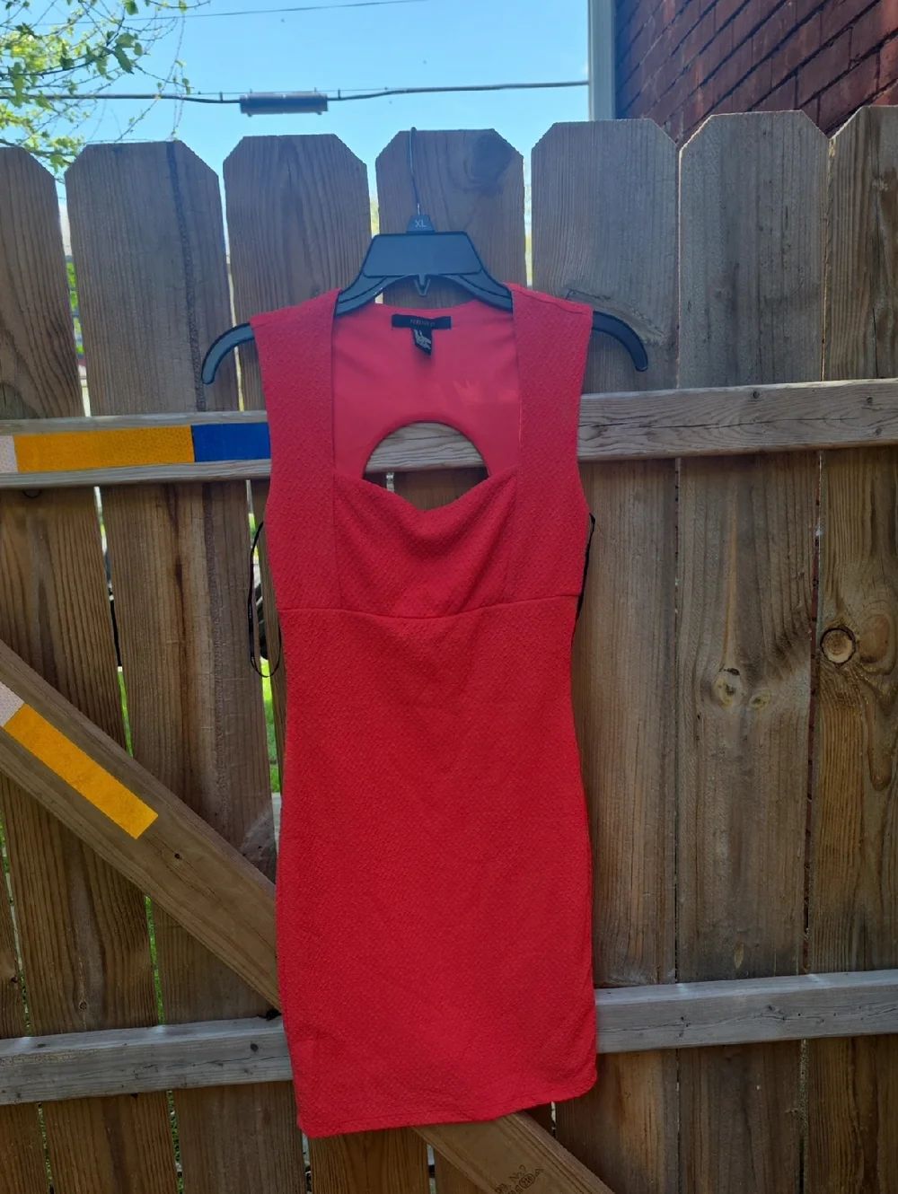 Forever 21 Red Textured Cutout Mini Dress